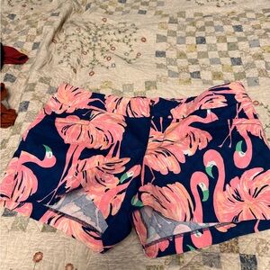Lilly Pulitzer Navy with Pink Flamingo Print Cargo Shorts
